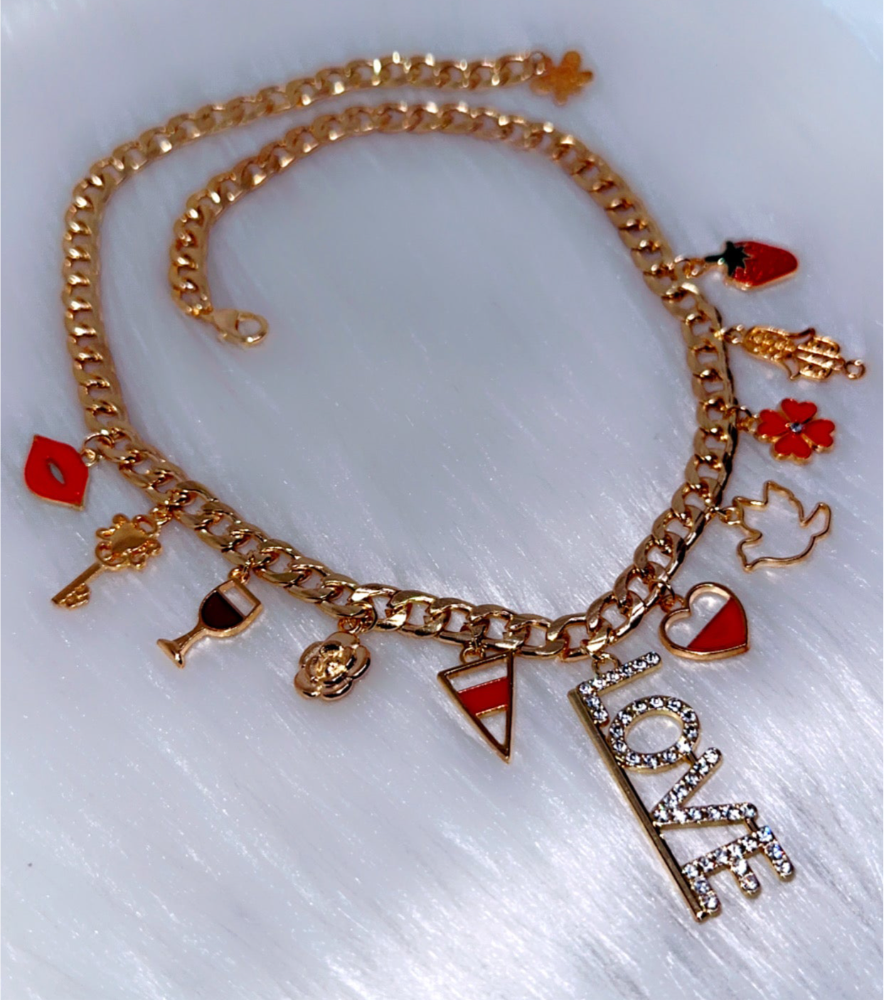 Red Junk Charm Necklace