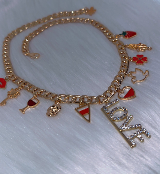 Red Junk Charm Necklace